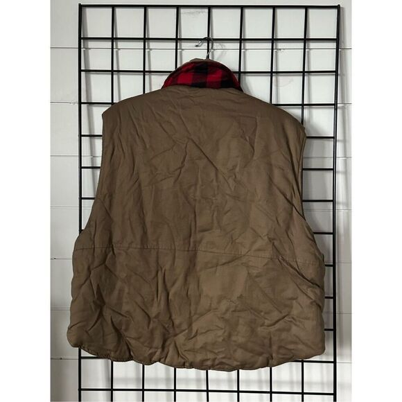 Ozark Trail Vest 90s streetwear Mens Utility Tan Red Black Buffalo Plaid Hunting - Picture 5 of 10